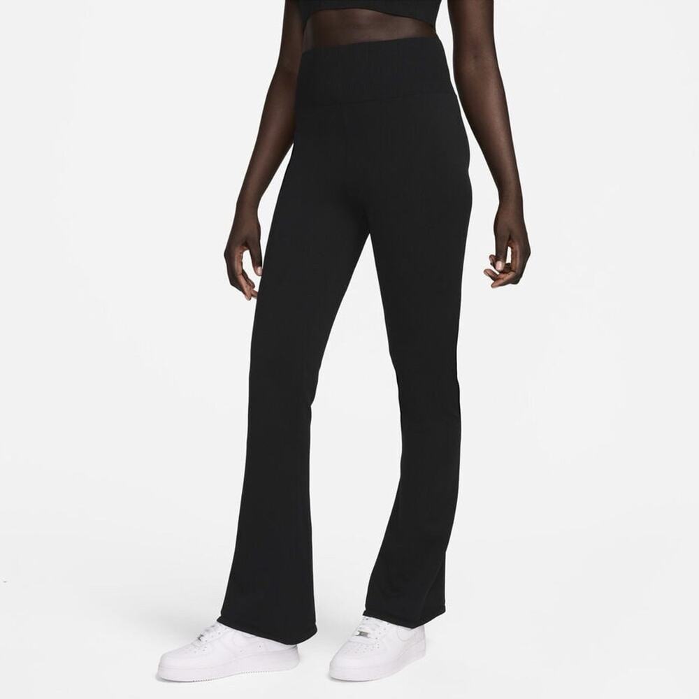 Nike NSW Chill Knit Rib High Rise Flare Leggings Womens S Black